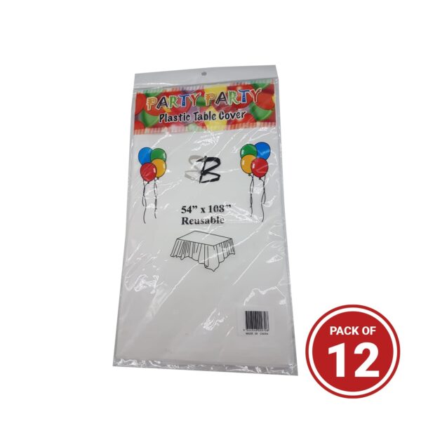 Plastic Rectangle Table Cover White - VS Packaging