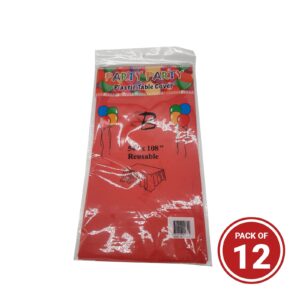 Plastic Rectangle Table Cover Red - vs packaging