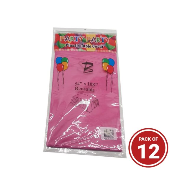 Plastic Rectangle Table Cover Hot Pink - vs packaging