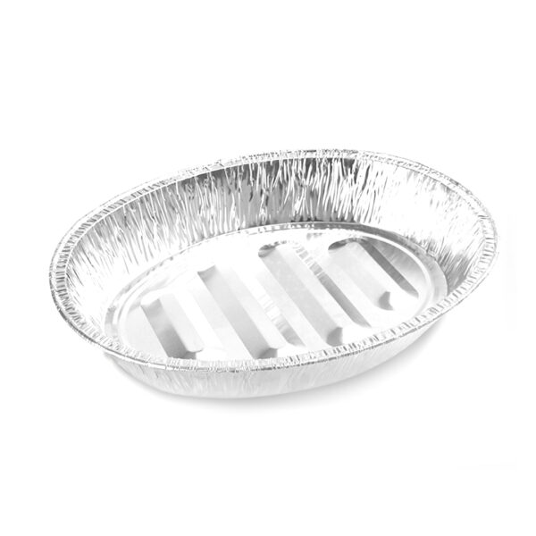 6080 Oval Roaster Foil Tray - vs packaging