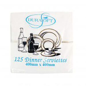 Durasoft 2ply Dinner Napkins MF White - vs packaging