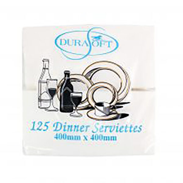 Durasoft 2ply Dinner Napkins MF White - vs packaging